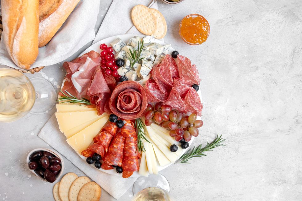 meat and cheese on plate