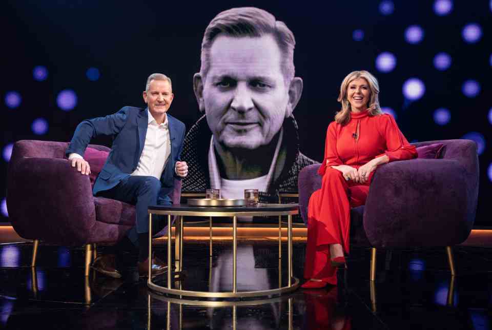 Jeremy Kyle and Kate Garraway on a talk show.