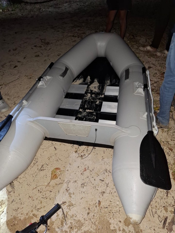 Inflatable boat used in an unauthorized landing.