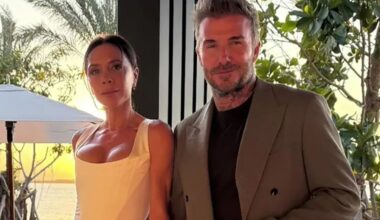 Victoria Beckham's coded message to son Brooklyn and wife Nicola Peltz as she poses with David at her birthday dinner