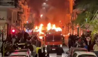 Shock vids shows Athens turned into WARZONE as petrol-bomb armed mob attack police with 21 cars torched & 72 arrested