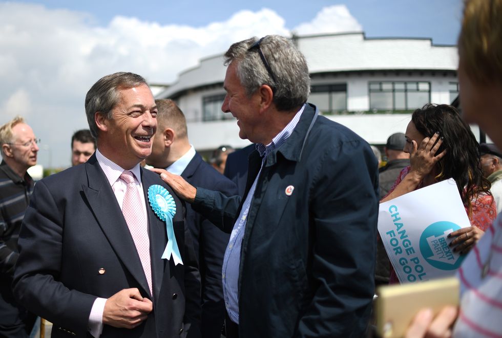 Nigel Farage meets supporters in Canvey Island while on the European Election campaign trail.
