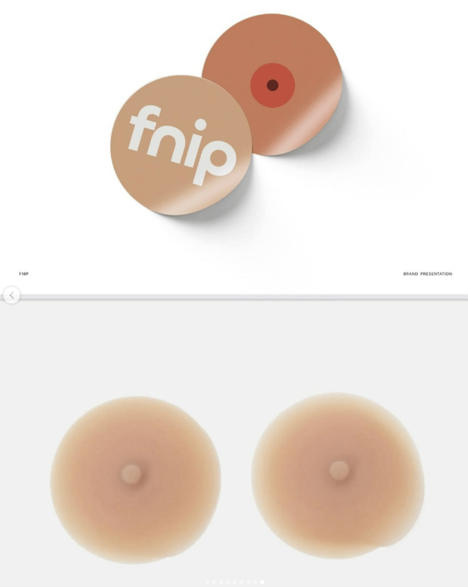 Fnip brand stickers and nipple covers.