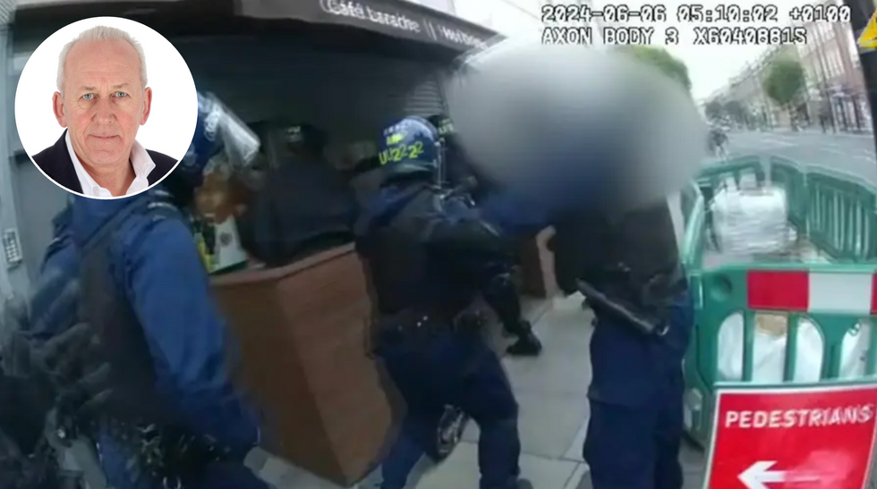 Peter Bleksley (left), Met Police cam footage (right)