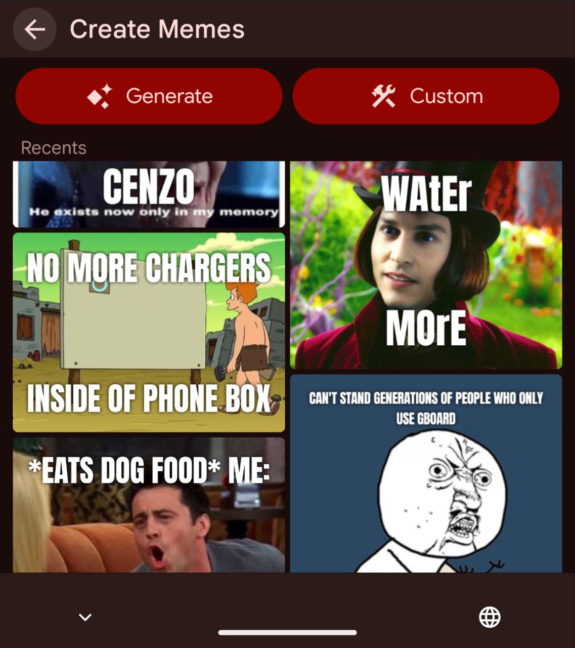 Gboard meme generation 4