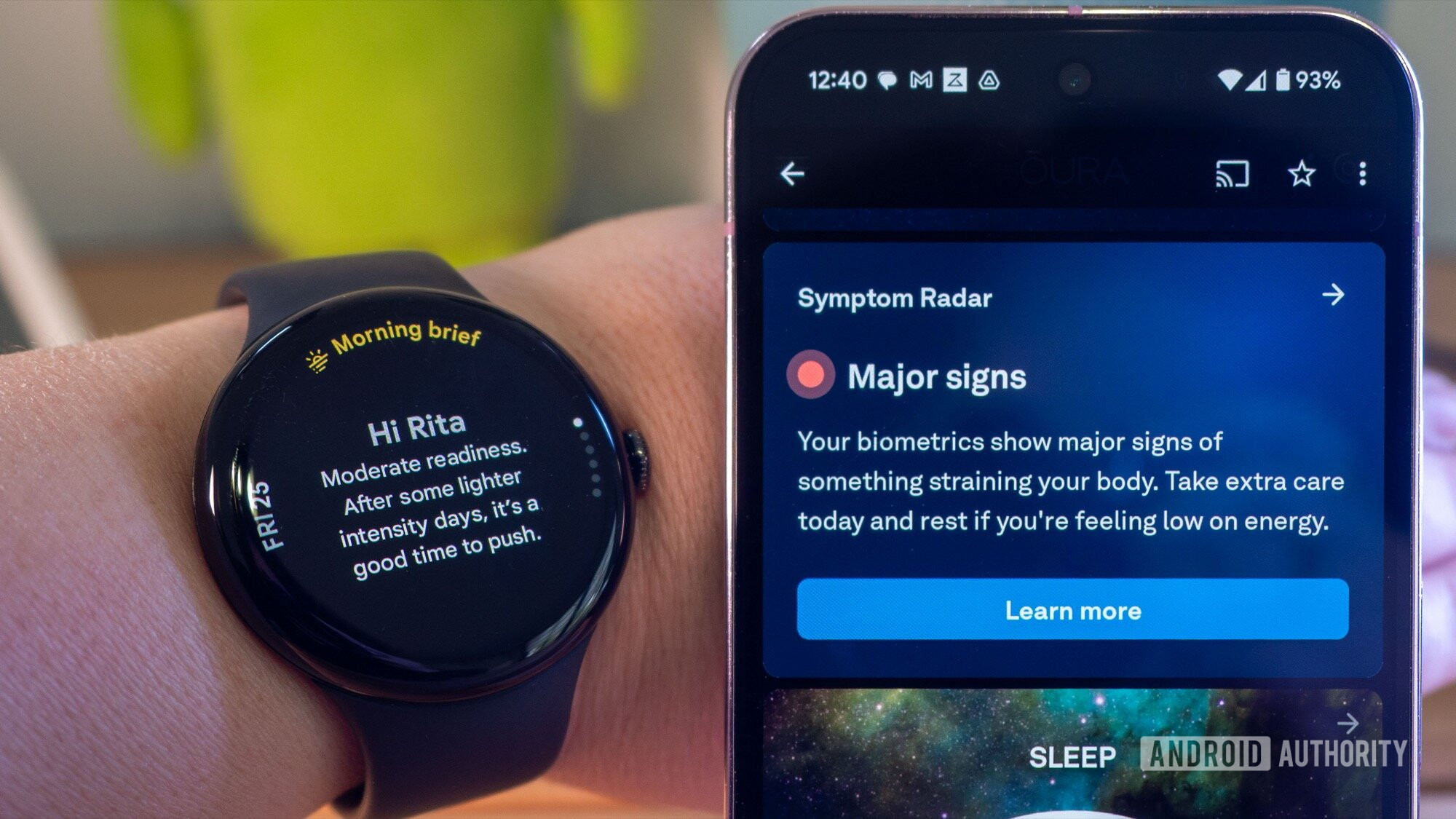 pixel watch 3 morning brief vs oura app sick