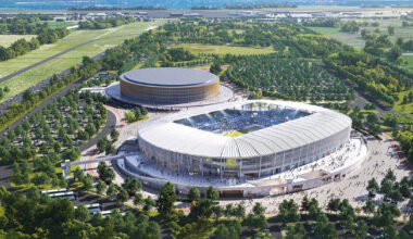 populous shapes 18,500-seat stadium as garden pavilion for venice's bosco dello sport