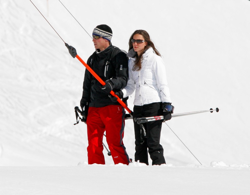 Prince William and Kate Middleton skiing.