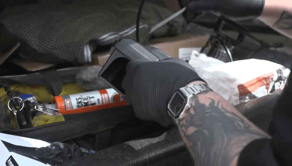 A rat catcher's tools in a vehicle.