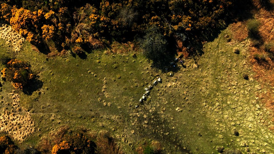 Aerial view of archaeologists at the site of what is believed to be the world's oldest football pitch.