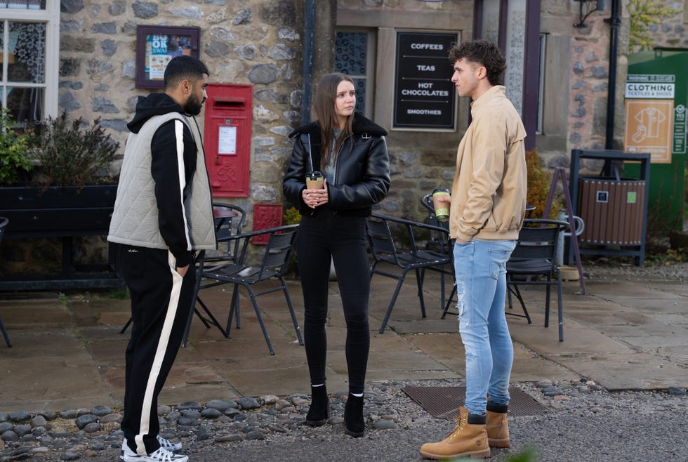 sarah sugden, jacob gallagher and kammy in emmerdale