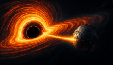 AI image of a device pulling energy from a black hole