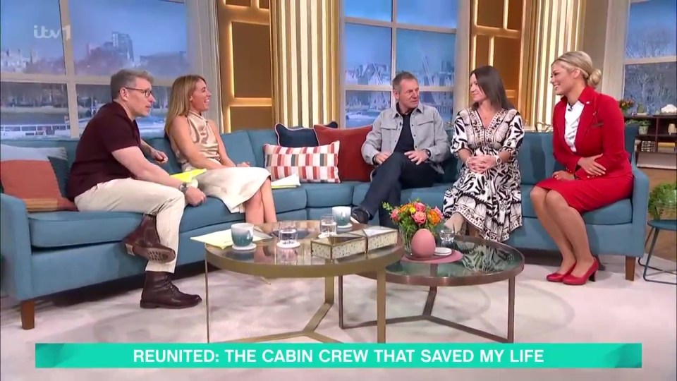 Stuart Pearce and a cabin crew on This Morning discussing his health scare.