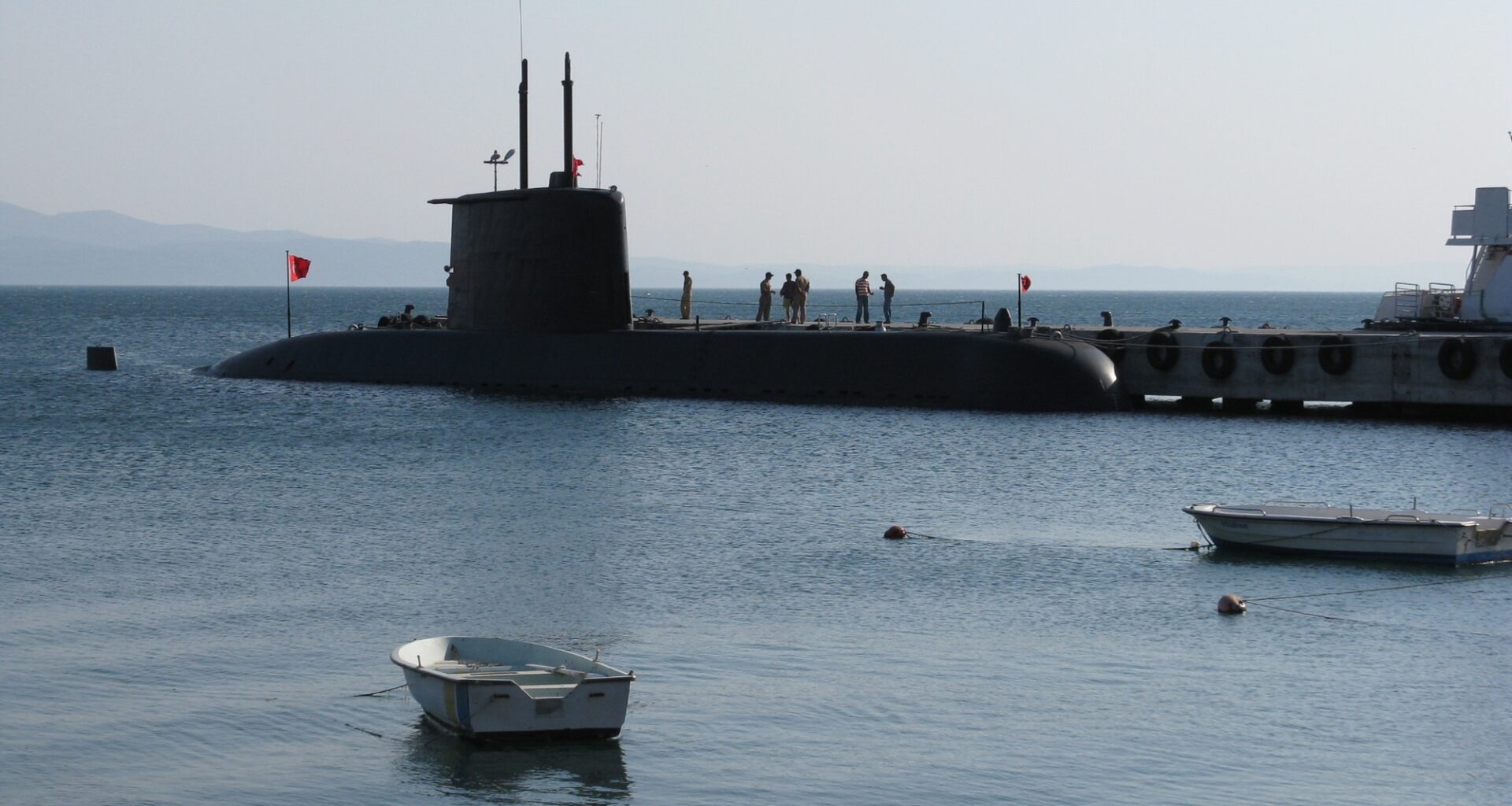 Submarine on the port waiting.