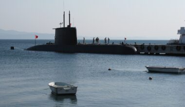 Submarine on the port waiting.