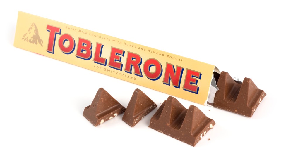 Toblerone bar with honey and almond nougat.