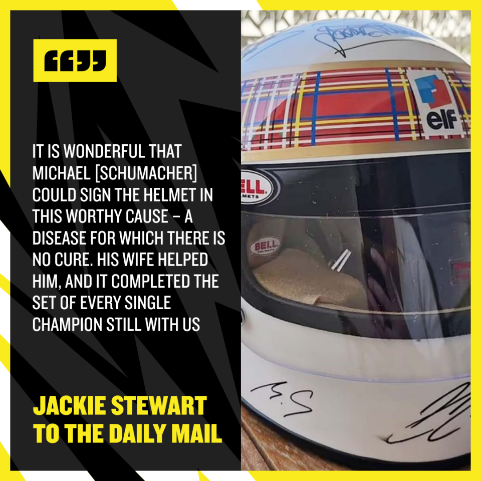 He signed MS with Royal Stewart tartan, as worn by Stewart in his F1 career