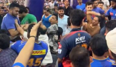 Ugly Brawl Breaks Out Between IPL Fans During DC vs MI Match In Delhi. Security Official Intervenes