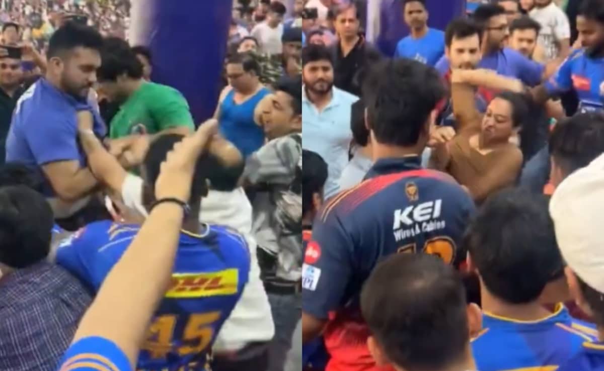 Ugly Brawl Breaks Out Between IPL Fans During DC vs MI Match In Delhi. Security Official Intervenes