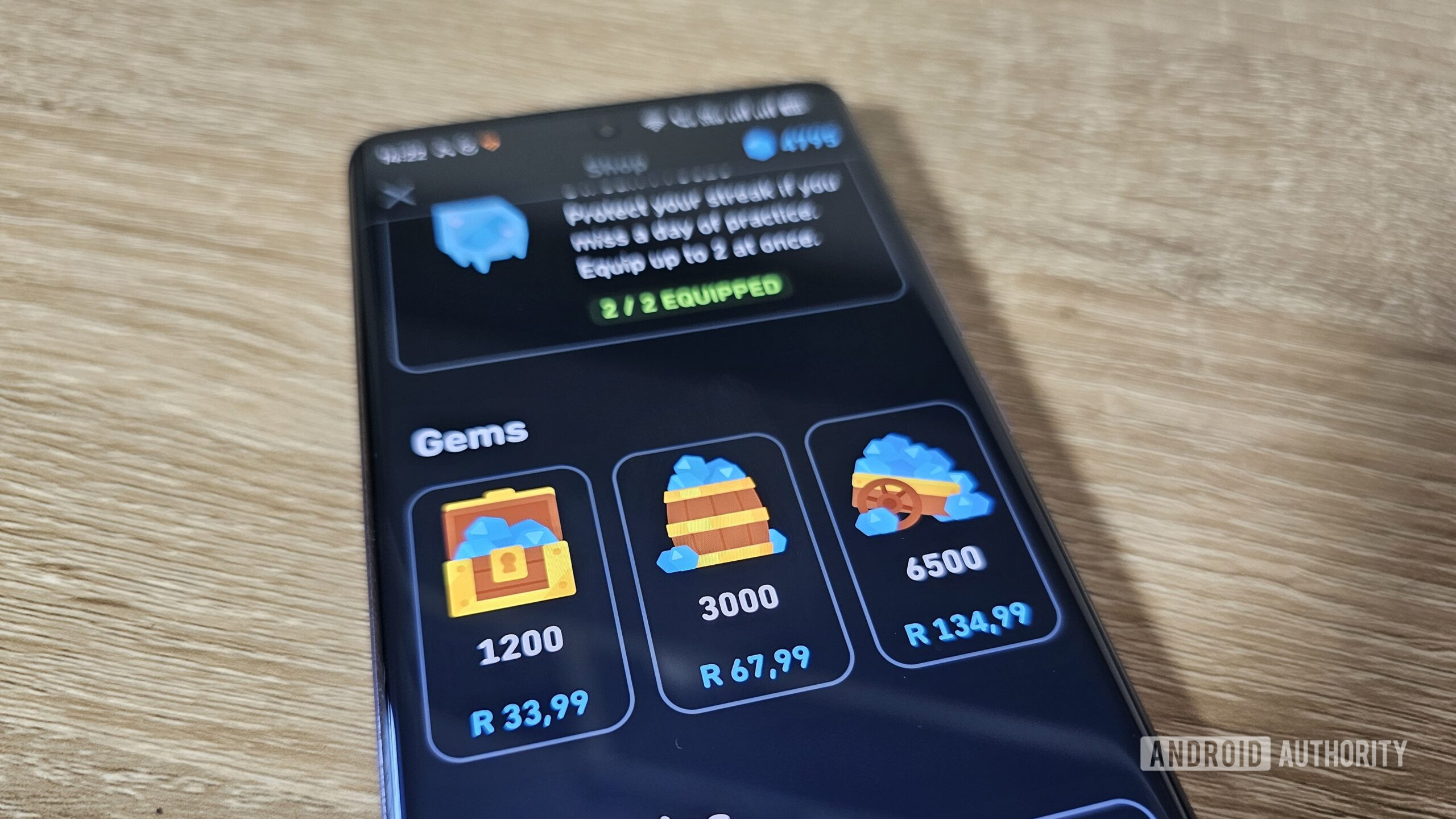 the gem store on the duolingo app