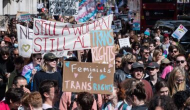 Trans rights protest on April 19 2025 following the supreme court ruling