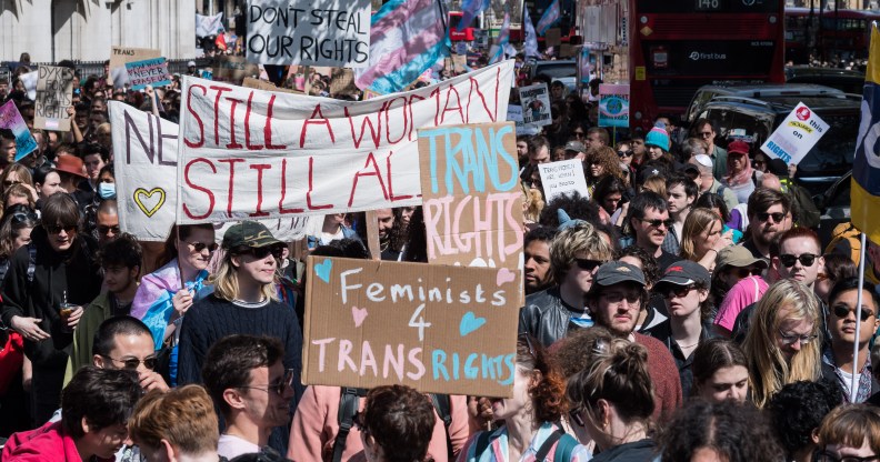 Trans rights protest on April 19 2025 following the supreme court ruling