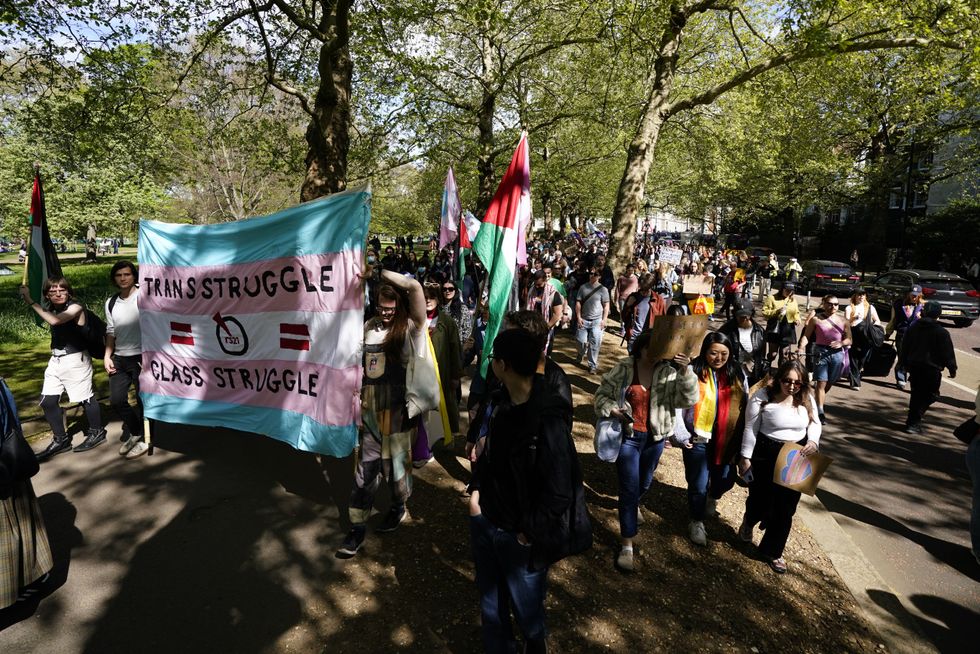 Trans protesters march through St James's Park