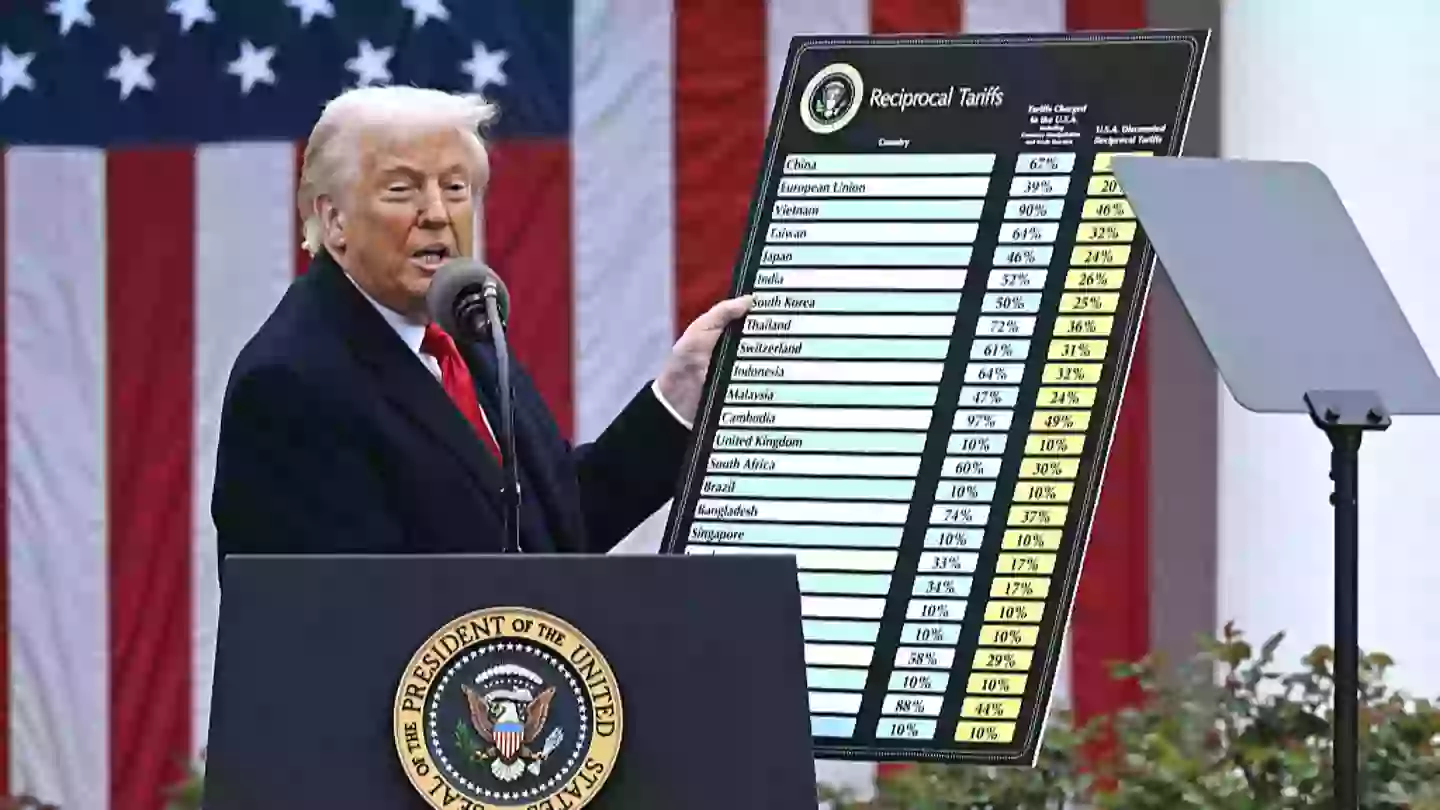 President Trump announced his 'Liberation Day' plans to 'make America wealthy again' earlier this week (BRENDAN SMIALOWSKI/AFP via Getty Images)