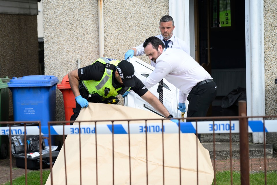 Police officers collecting evidence at a crime scene.