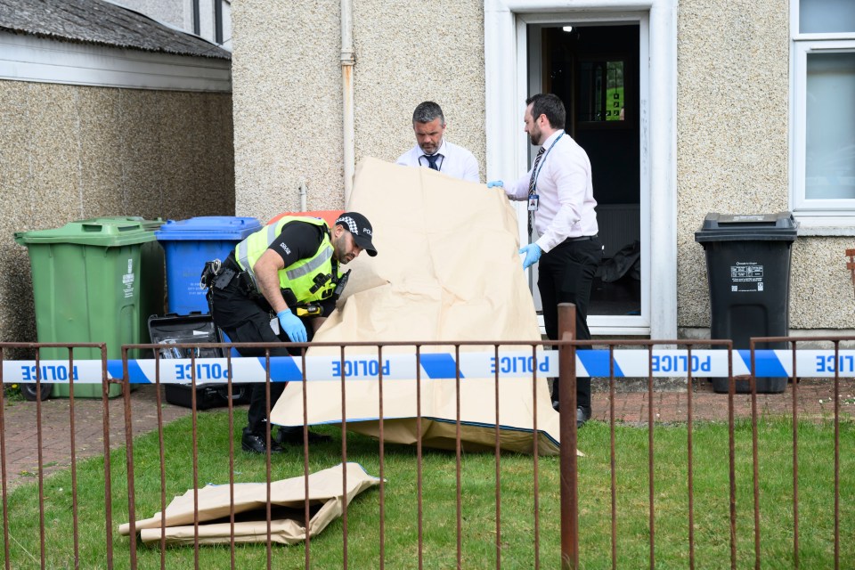 Police officers investigating a stabbing.