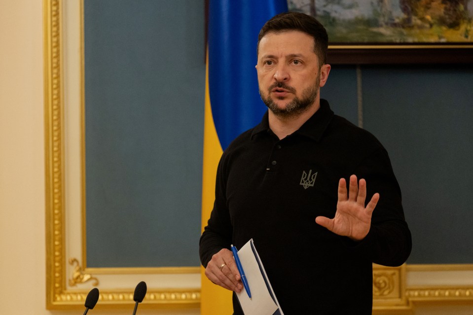 President Zelensky giving a press conference.