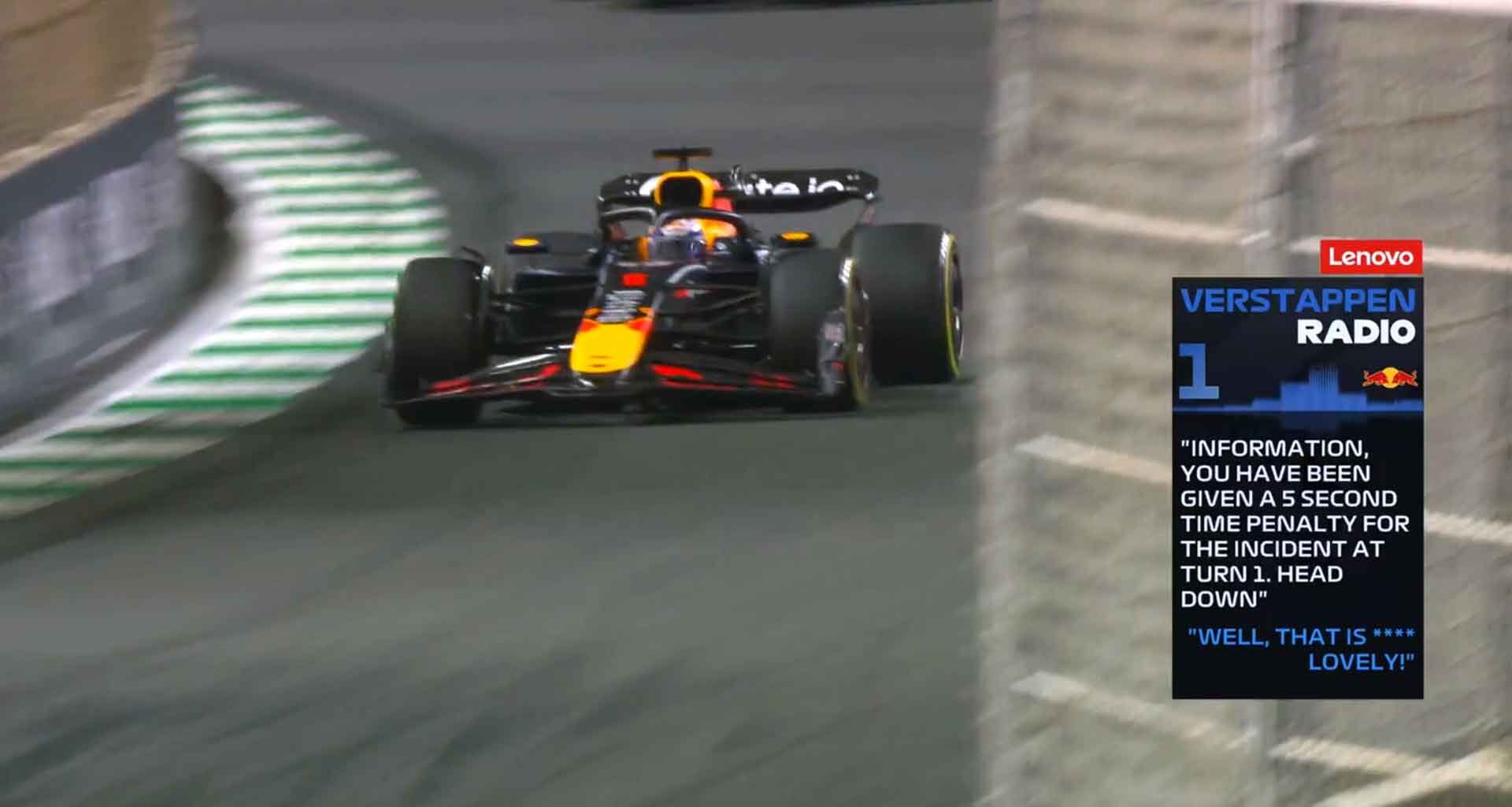Max Verstappen called his penalty in Jeddah "really lovely"
