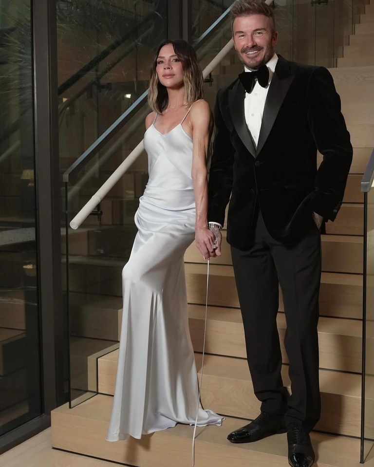 Victoria and David Beckham at a birthday celebration.