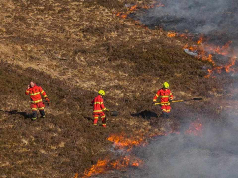 Firefighters battling a wildfire on the Isle of Skye.
