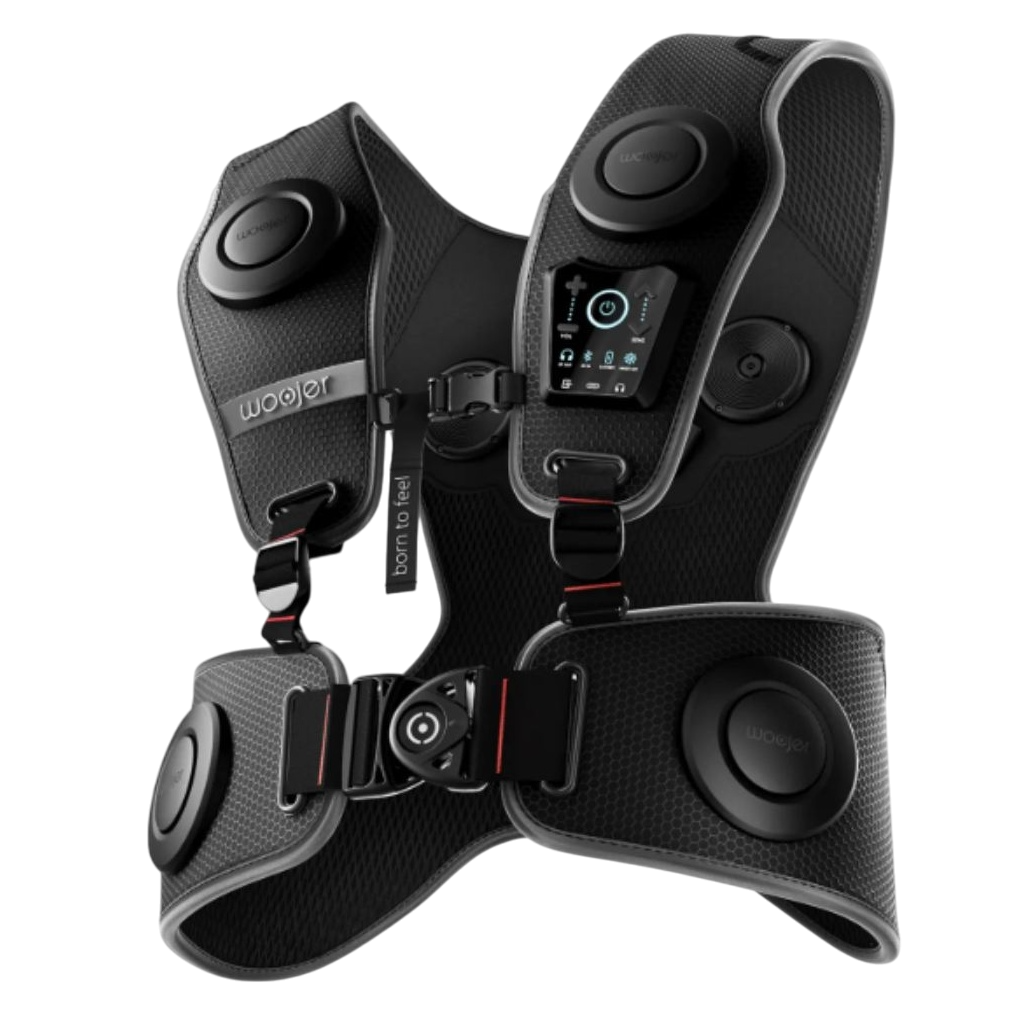 A transparent render of the Woojer Vest 3