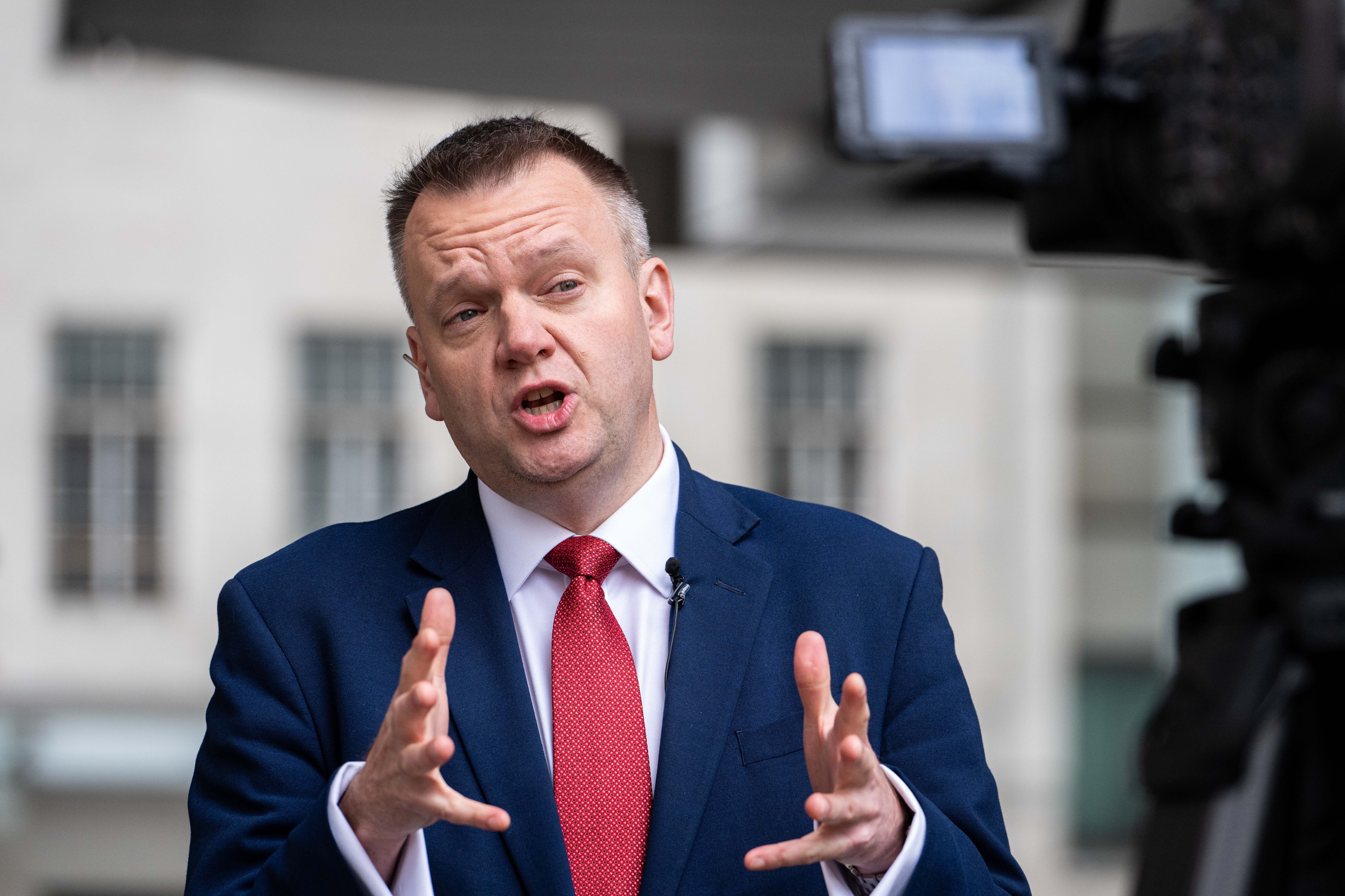 Nick Thomas-Symonds speaking to the media outside BBC Studios.