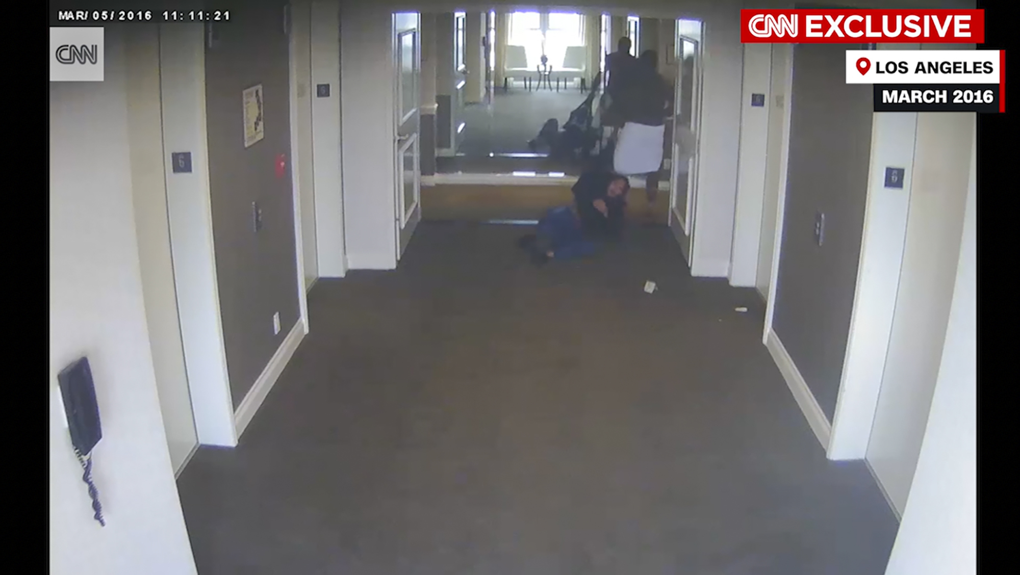 Cassie and Diddy in hotel security footage from 2016