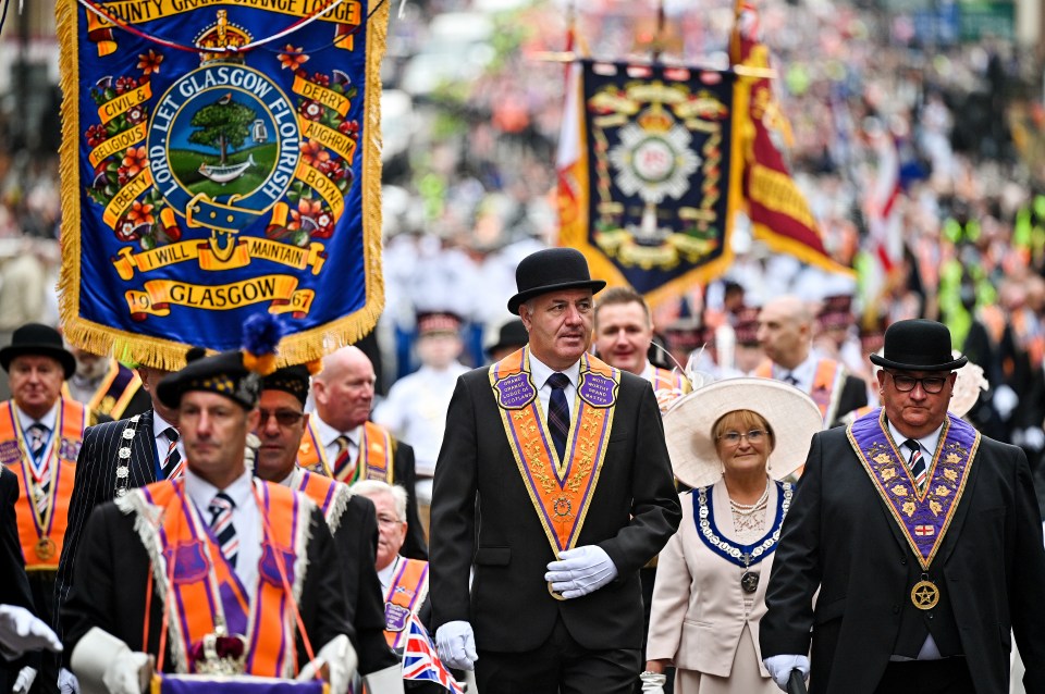 Orange Order members marching in Glasgow.