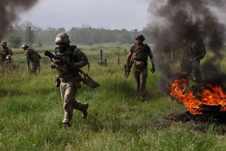 Handout photograph taken and released by the press service of Ukrainian army during a training exercise at an undisclosed location near the front line in the Zaporizhzhia region [File: Andriy Andriyenko /Ukrainian Armed Forces/ AFP]