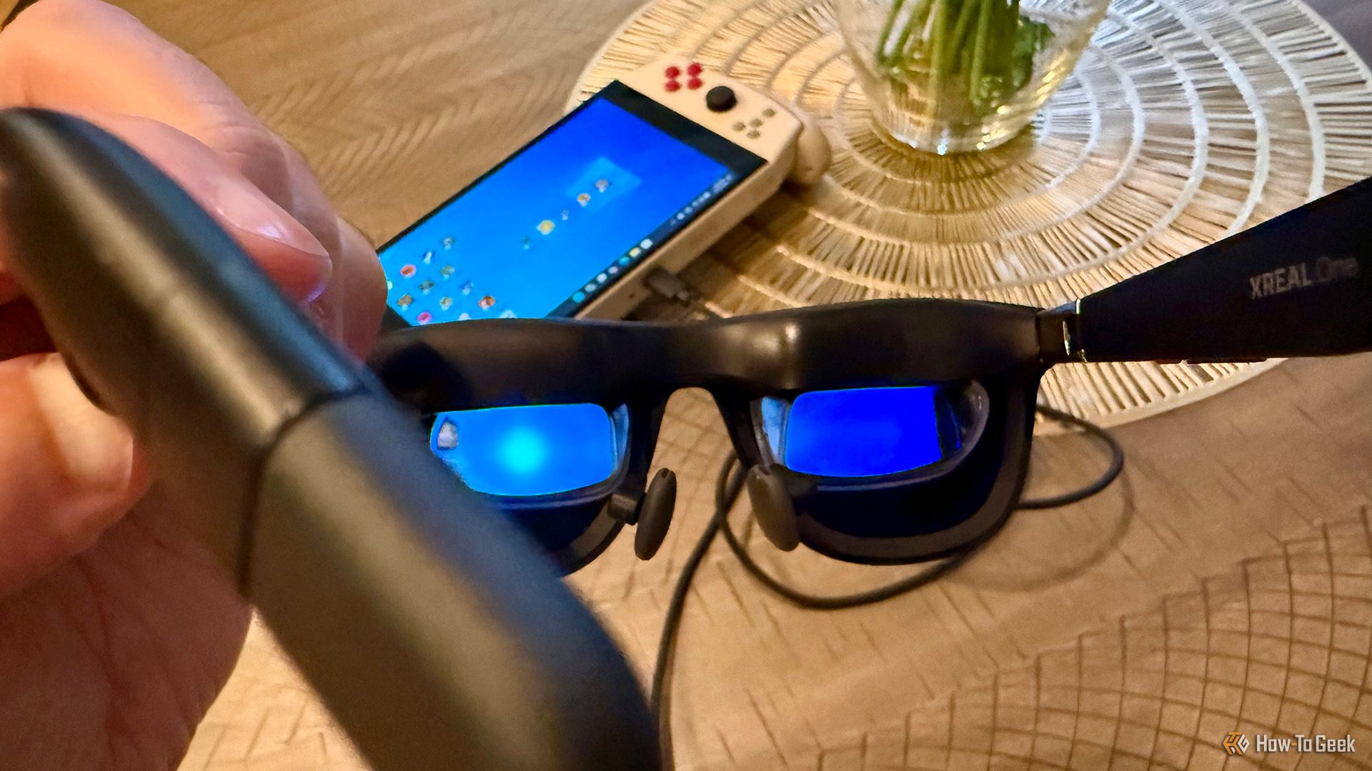 Close-up of the display on the XREAL One AR Glasses.