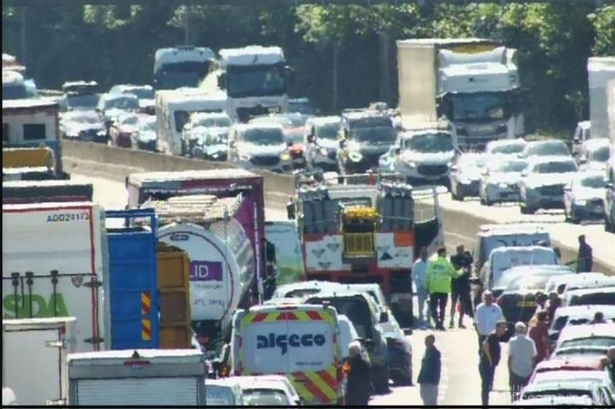 Drivers have been trapped in huge queues on the M62