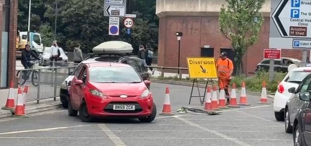 Cars had entered a closed road due to a roadworks blunder.