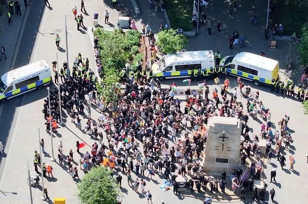 The counter-protesters in Bristol city centre.