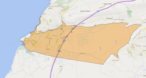 Flooding could affect a wide area of Clevedon.
