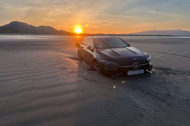 This week's victim was a new Mercedes hire coupe. It was left stranded in soft sand at low tide, and gently bobbing up and down when the tide was in