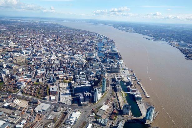 Aerial view of Liverpool city centre