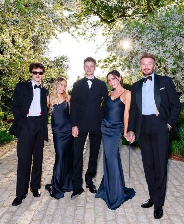 The Beckhams posed with three of their four children