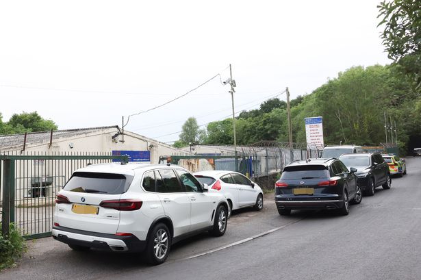 Police at Beehive Industrial Estate in Crew's Hole, Bristol.