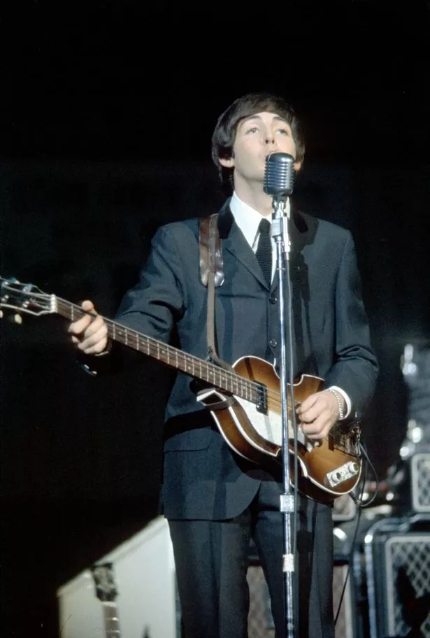 Paul McCartney on stage with The Beatles in Las Vegas in 1964