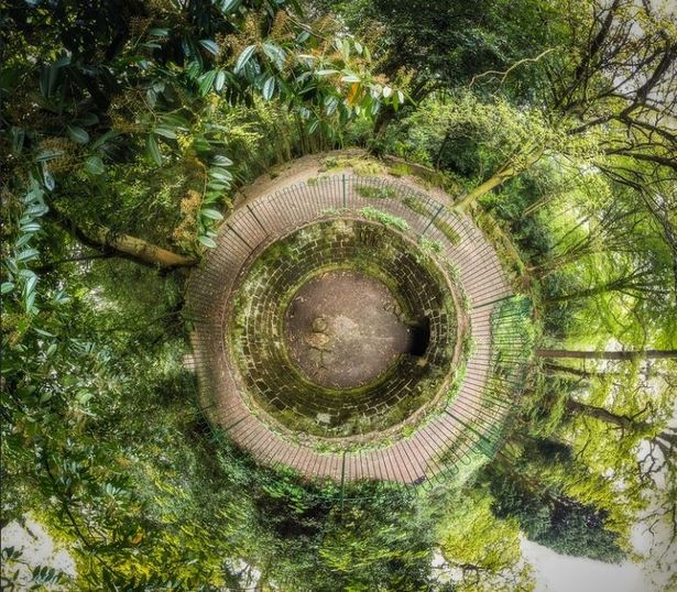 An aerial view of the Bear Pit in Wirral’s Eastham Woods